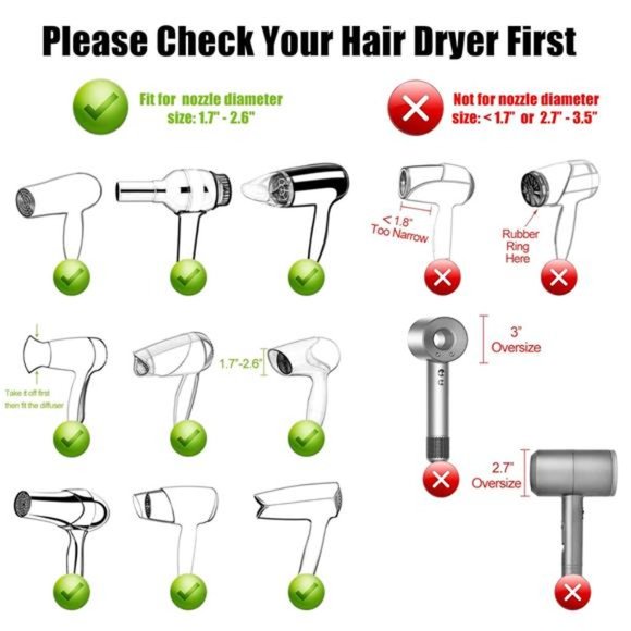 Universal Hair Diffuser Adaptable for Blow Dryers with D-1.7-Inch to 2.6-Inch - Picture 6 of 7